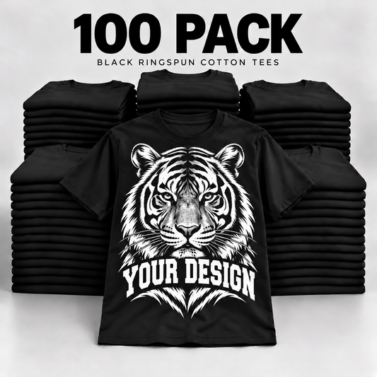 100 Fresh Press Ring-spun Black Tees
